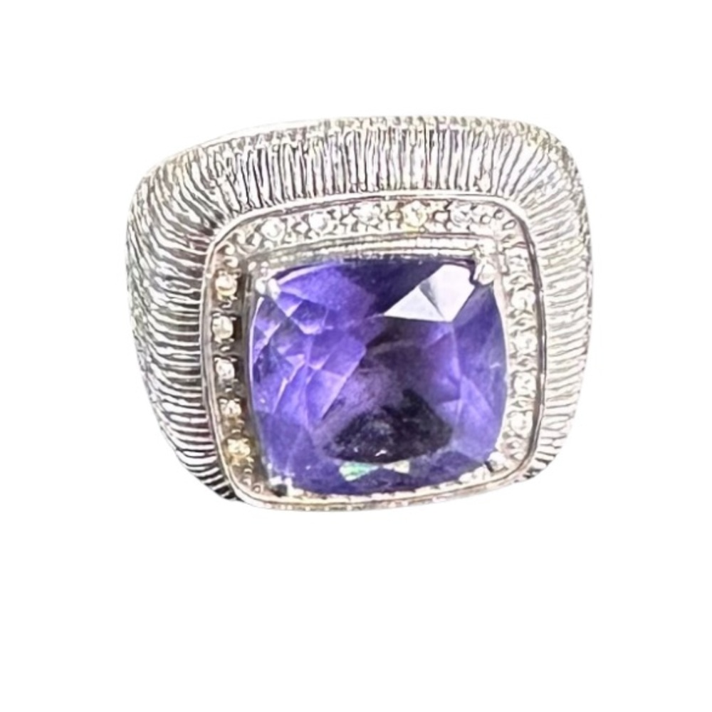 Stunning Stainless Steal Ring with Purple Gemstone